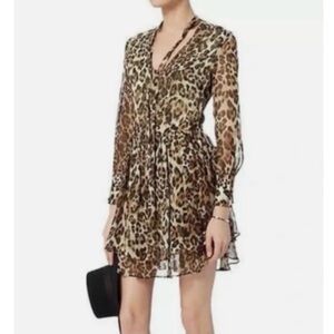 Intermix Tilley Leopard Print Mobwife Silk Mini Dress Size XS (P), EUC